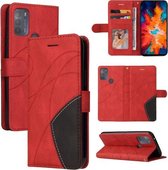 Voor Motorola Moto G50 Dual-color Splicing Horizontale Flip PU Lederen Case met Houder & Kaartsleuven & Portemonnee (Rood)