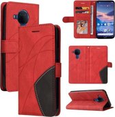 Voor Nokia 3.4/5.4 Dual-color Splicing Horizontale Flip PU Lederen Case met Houder & Kaartsleuven & Portemonnee (Rood)