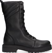 Wysh Valentin Veterboots - Laarzen Met Veters - Meisjes - Zwart - Maat 33