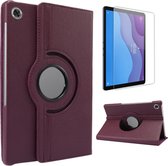 Case2go - Tablet hoes geschikt voor Lenovo Tab M10 HD - 2e Generatie - Draaibare Book Case Cover + Screenprotector - 10.1 Inch - Paars