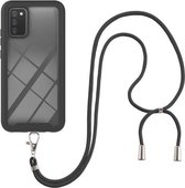 Voor Samsung Galaxy A02s US Versie 164mm Sterrenhemel Effen Kleur Serie Schokbestendig PC + TPU Beschermhoes met Nekband (Zwart)