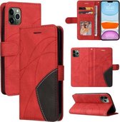 Dual-color splitsen horizontale flip PU lederen tas met houder & kaartsleuven & portemonnee voor iPhone 11 Pro (rood)