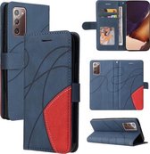 Voor Samsung Galaxy Note20 Dual-color Splicing Horizontale Flip PU Lederen Case met Houder & Kaartsleuven & Portemonnee (Blauw)