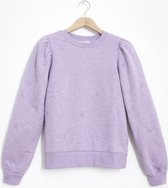 Sissy-Boy - Lichtpaarse sweater met all over embroidery en ballonmouwen