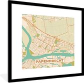 Fotolijst incl. Poster - Plattegrond - Papendrecht - Vintage - 40x40 cm - Posterlijst - Stadskaart