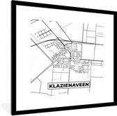 Fotolijst incl. Poster - Kaart - Klazienaveen - Zwart - Wit - 40x40 cm - Posterlijst