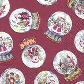 IHR - Schneekugel - Red - papieren lunch servetten met afbeelding van schudbol