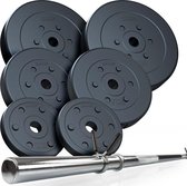 ScSPORTS® Halterset 30 kg - Halterschijven met Halterstang - Kunststof - 30 mm - Gewichten