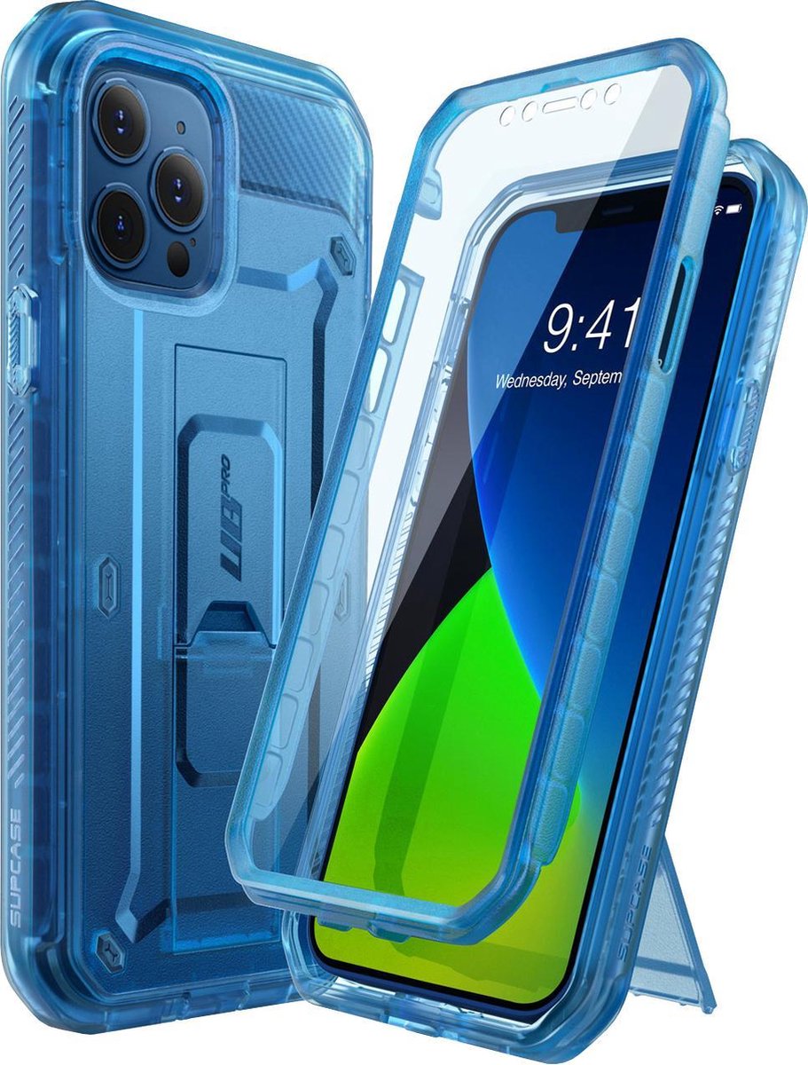 Supcase 360 Backcover hoesje met screenprotector iPhone 12 Pro en 12 - Frost Blue