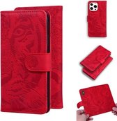 Tiger Embossing Pattern Horizontal Flip Leather Case met houder & kaartsleuven & portemonnee voor iPhone 13 Pro (rood)