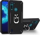 Voor Motorola Moto G8 Power Lite PC + TPU-beschermhoes met 360 graden draaibare ringhouder (zwart)