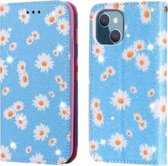 Glinsterende Daisy Magnetische Horizontale Flip Leren Hoes Met Houder & Kaartsleuven & Fotolijst Voor iPhone 13 (Blauw)