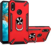 Voor Huawei Y6 2019 PC + TPU-beschermhoes met 360 graden draaibare ringhouder (rood)