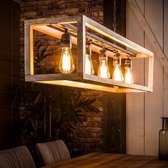 DePauwWonen - 5L Rechthoek houten frame Hanglamp - E27 Fitting - Bruin - Hanglampen Eetkamer, Woonkamer, Industrieel, Plafondlamp, Slaapkamer, Designlamp voor Binnen