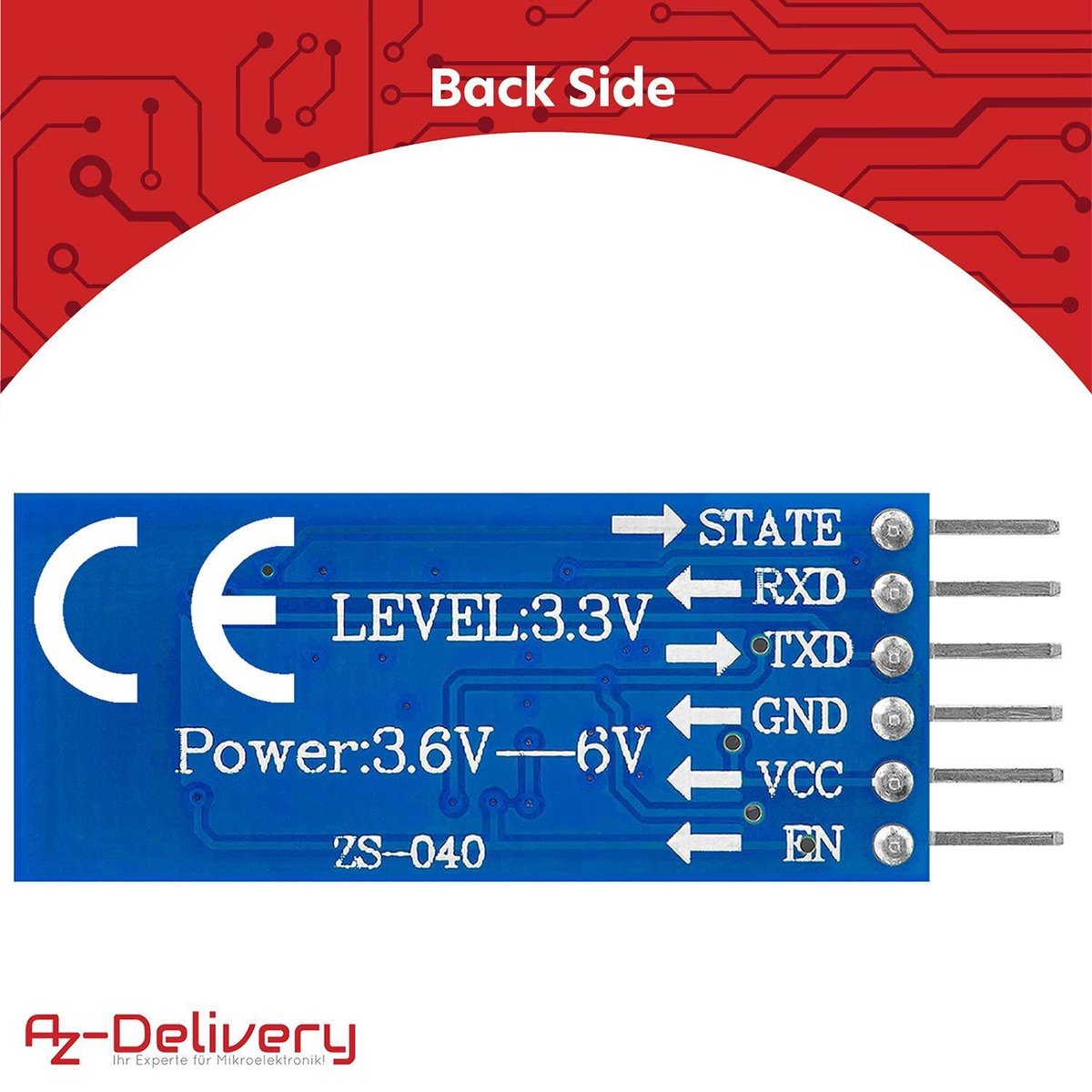 AZDelivery HC-05 HC-06 Wireless RF Transceiver Module HC-06 Bluetooth RS232 TTL Serial Compatible with Arduino and Raspberry Pi Including E-Book