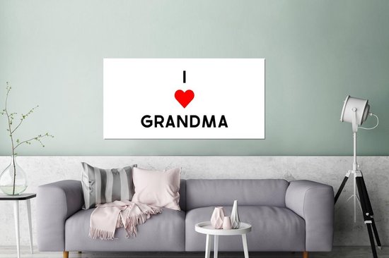Décoration murale Métal - Peinture Aluminium Industriel - Proverbes - Grand-mère - J'aime grand-mère - Citations - 160x80 cm - Dibond - Photo sur aluminium - Décoration murale industrielle - Pour le salon/chambre
