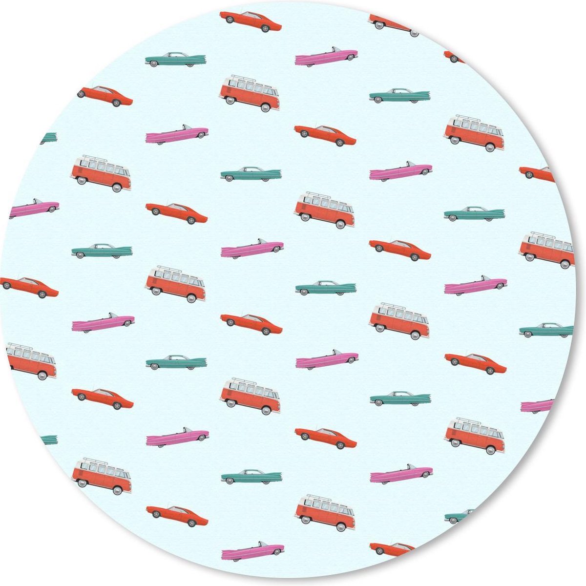Muismat rond 20x20 cm - Mousepad Auto - Patroon - Kleuren - Ronde muismatten