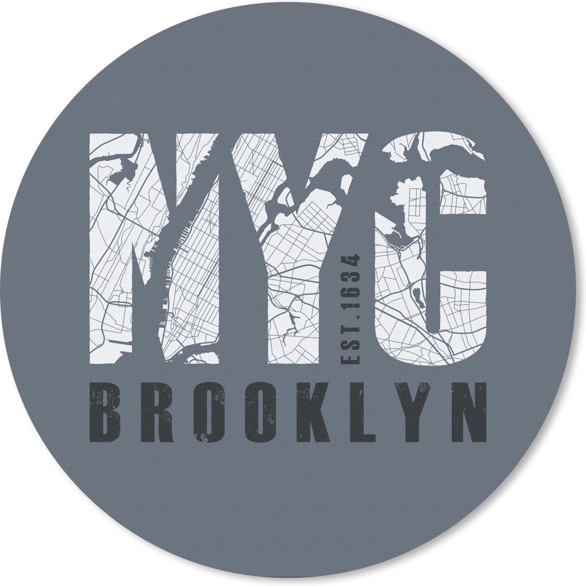 Muismat rond 20x20 cm - Mousepad New York - Blauw - NYC - Ronde muismatten