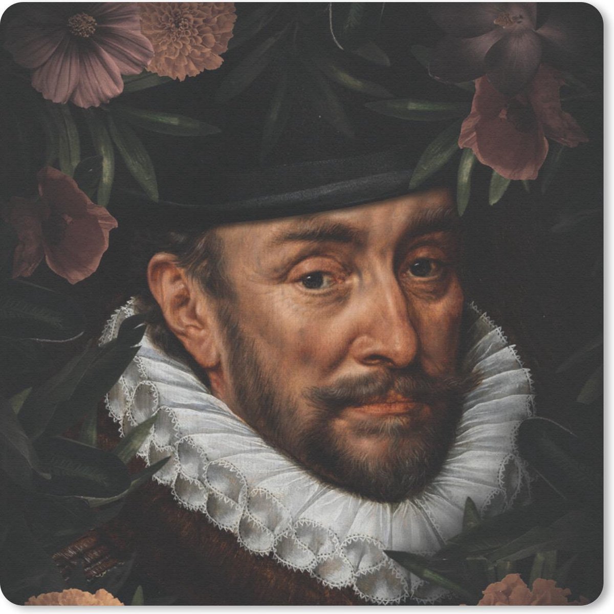 Muismat 30x30 cm - Mousepad Willem van Oranje - Kunst - Bloem - Muismatten