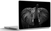 Sticker ordinateur portable - 10,1 pouces - Éléphant - Oreilles - Zwart - Wit