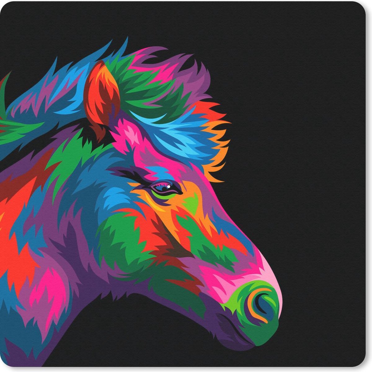 Muismat 30x30 cm - Mousepad Paard - Rood - Paars - Meisjes - Kinderen - Meiden - Muismatten