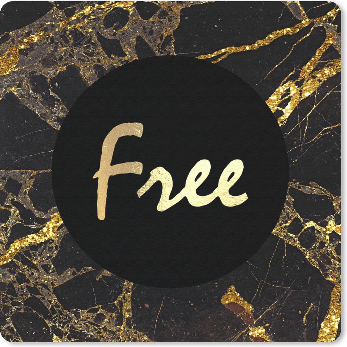 Muismat 20x20 cm - Mousepad Quote - Vrij - Zwart - Marmer print - Muismatten