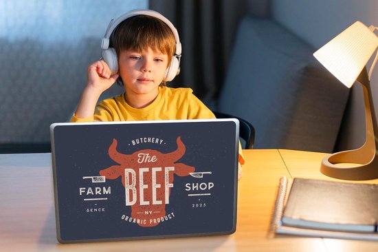 Sticker pour ordinateur portable - 10,1 pouces - Vache - Dessin - Marron