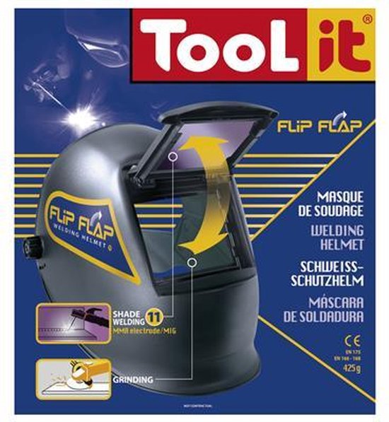 Toolit FLIP-FLAP 042513 Laskap EN 166, EN 168, EN 175 Zwart - Toolit