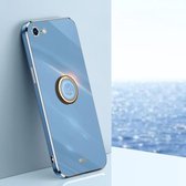 XINLI rechte 6D plating gouden rand TPU schokbestendige hoes met ringhouder voor iPhone 6 Plus / 6s Plus (hemelsblauw)