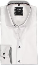 OLYMP Luxor modern fit overhemd - wit 2-ply twill - Strijkvrij - Boordmaat: 45