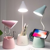 BureaULamp Kinderen - Zinaps Kinder LED-bureaulamp met 3 verlichtingsmodi en aanraaksensor, dimbare 360 ​​° rotatie voor het lezen, leren, werken (roze) (WK 02130)