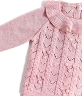 Roze gehaakt setje met pompon van cashmere