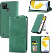 Voor OPPO Realme C21 Retro Skin Feel Business Magnetische Horizontale Flip Leather Case Met Houder & Kaartsleuven & Portemonnee & Fotolijst (Groen)