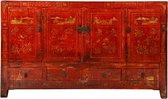 Fine Asianliving Antieke Chinese Dressoir Rood Dongbei Handgeschilderd B158xD40xH96cm Chinese Meubels Oosterse Kast