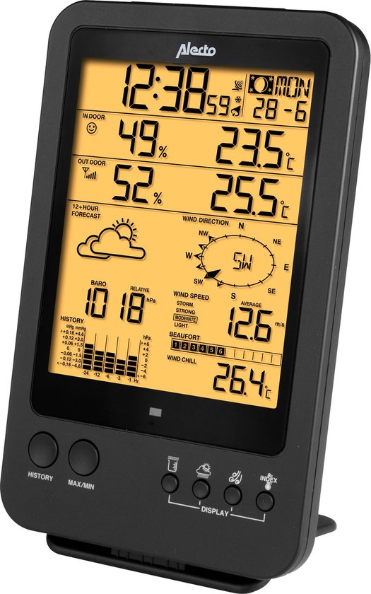 Alecto WS-4700 - Professioneel Weerstation met draadloze Buitensensor - 6-in-1