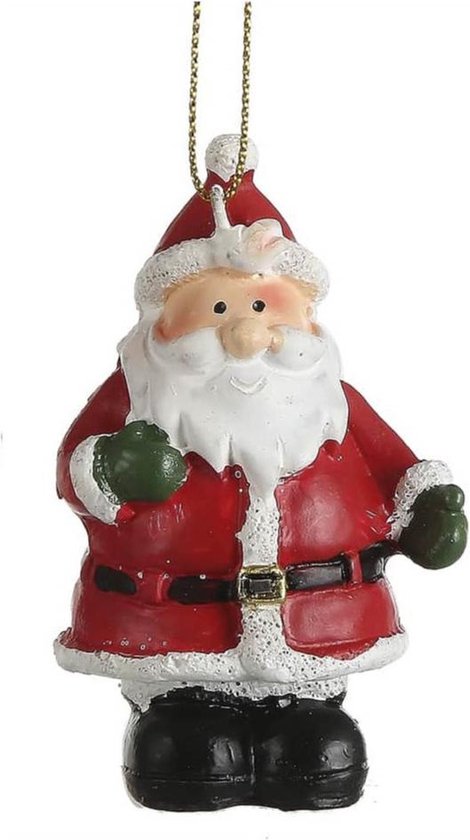 2x Pendentifs de Suspensions de Noël figurines Père Noël avec gants verts 8  cm -... | bol.com