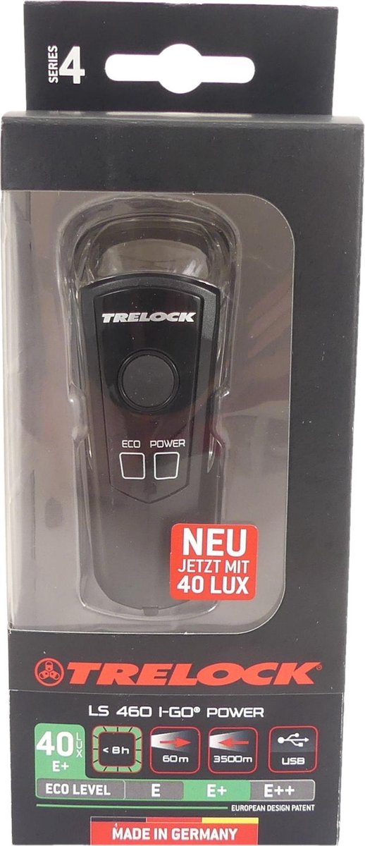 Koplamp Trelock LS460 I-Go Power 40 Accu - Usb - zwart