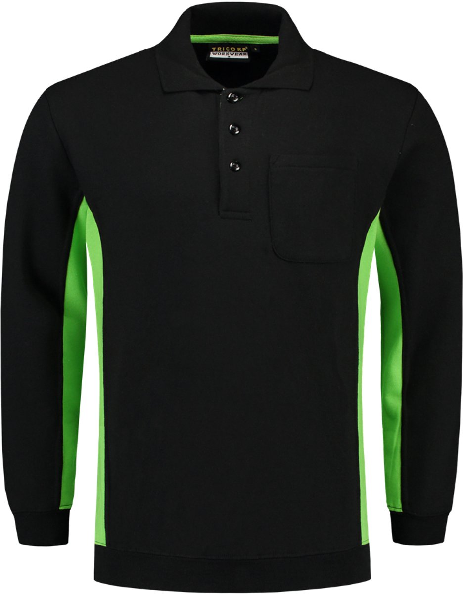 Tricorp Polosweater Bi-Color - Workwear - 302001 - Zwart-Limoengroen - maat XS
