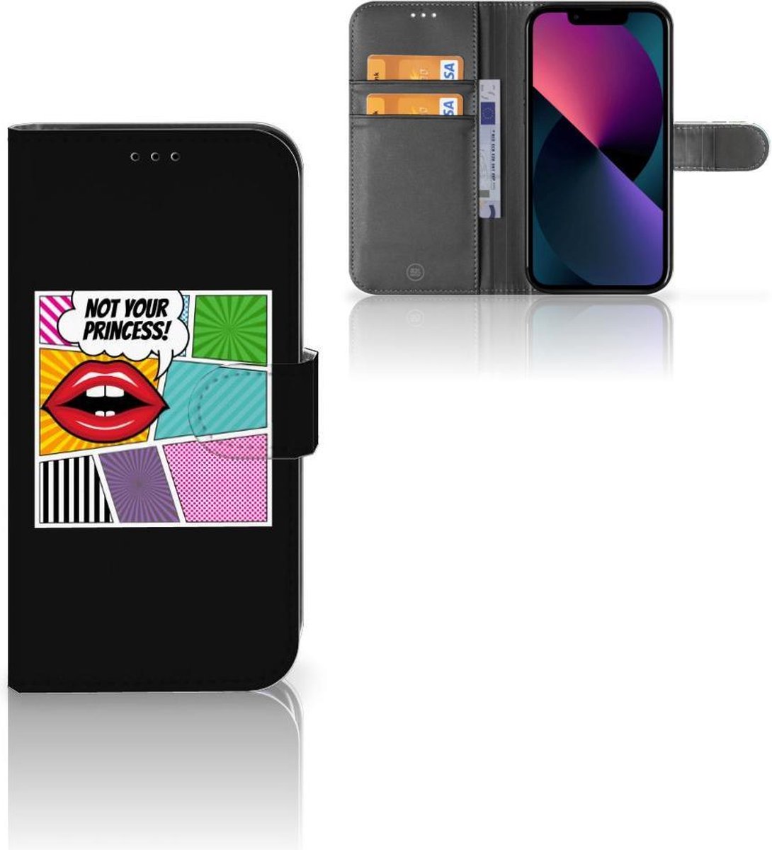 Book Case voor Apple iPhone 13 Wallet Case met Pasjes Popart Princess