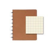 Atoma notebook PUR formaat A5 geruit 5 mm naturel leder 144 bladzijden