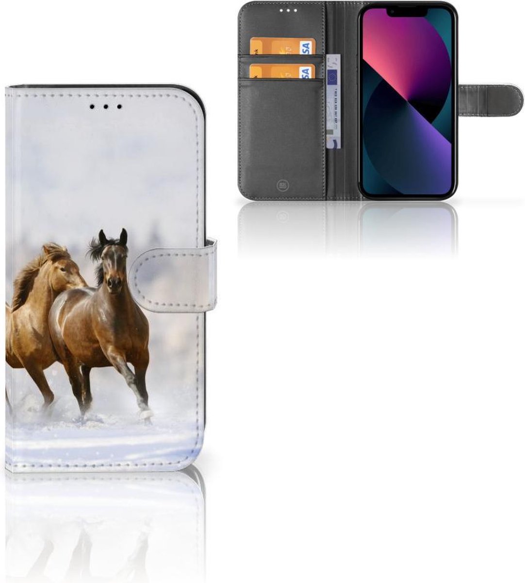 Apple iPhone 13 Telefoonhoesje met Pasjes Paarden
