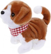 loophond pluche 17 cm junior wit/bruin