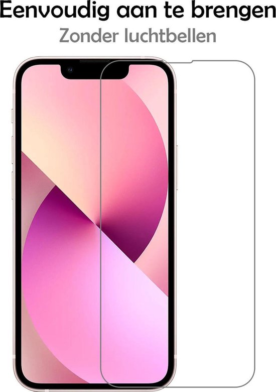 Schermprotector voor iPhone 13 Mini, eenvoudig aan te brengen zonder luchtbellen.