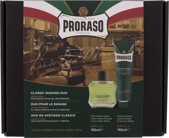 Shaving Set Proraso Afeitado Clásico Rinfrescante Lote Refreshing 2 Pieces