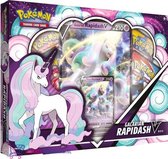 Pokémon Kaarten - Galarian Rapidash V Box + 5 Pokemon Stickers + Pokemon Balpen | Verzamelkaarten Tin Speelgoed boosterbox elite trainer vmax box verzamelmap evolving skies shining