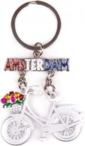 sleutelhanger Amsterdam Fiets staal wit/zilver