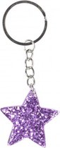 sleutelhanger glitter ster junior 3,5 cm paars