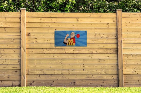 Affiche de Jardin Anniversaire - Homme - 65 Ans - 80x40 cm - Décoration murale Extérieure - Affiche de Jardin - Toile de Jardin - Affiche Clôture - Tableau Jardin - Décoration Anniversaire - Bannière