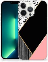 Telefoonhoesje iPhone 13 Pro Max TPU Silicone Hoesje Black Pink Shapes