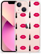 Telefoon Hoesje geschikt voor iPhone 13 mini Silicone Hoesje Doorzichtig Lipstick Kiss